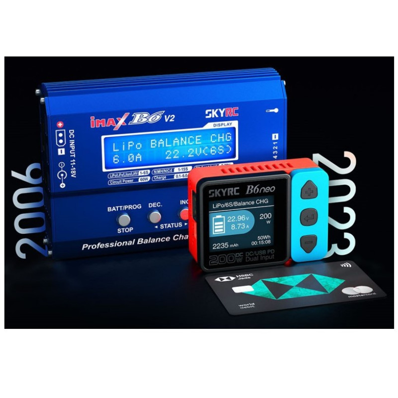 SKYRC B6Neo Cargador Balanceador Lipo – 200W DC / 80W PD – Para Baterías 1S-6S – Compacto Y Silencioso – Actualizable Por App
